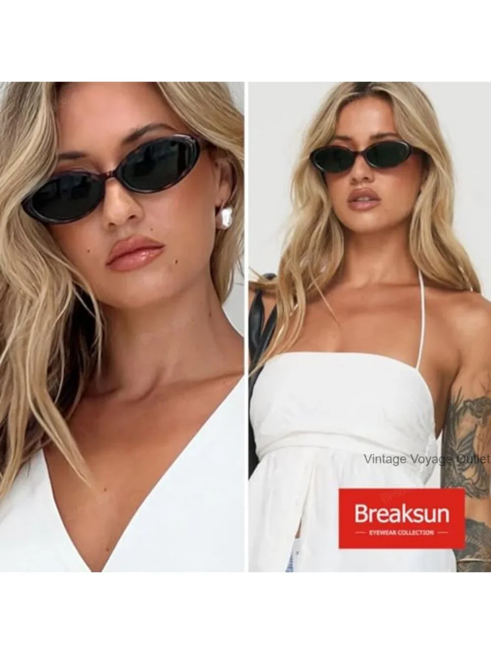 Retro Oval Sunglasses UV400 Protection Cat Eye Shades